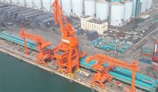 山东港口青岛港首台粮食卸船机实现首次重载