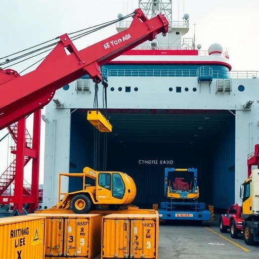 挖泥船配套的65吨及55吨龙门行走起重机已顺利装船发货(图1)